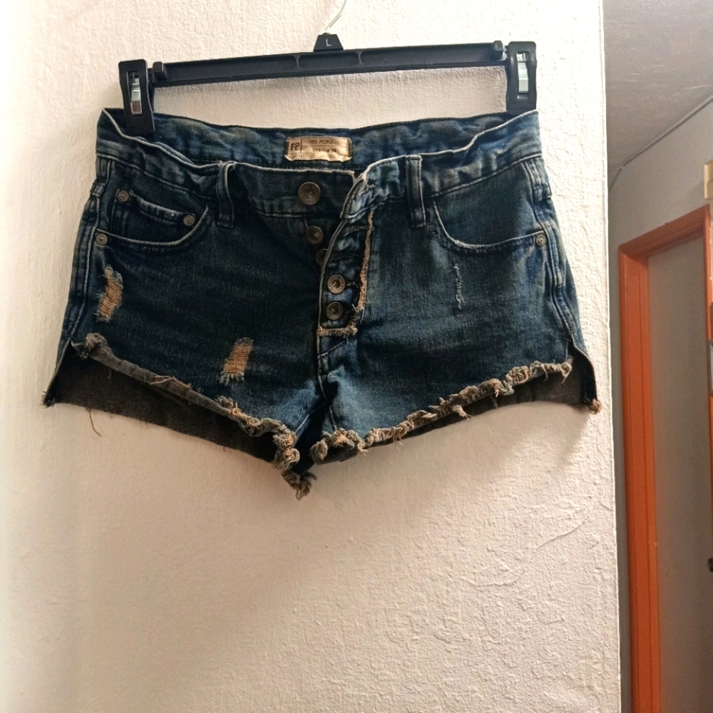 Free People Jean Short Distressed Look Summer